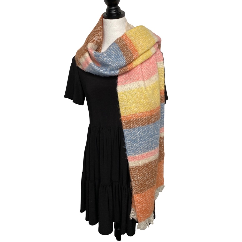 American‎ Eagle Outfitters Cozy Striped Oversized Blanket Scarf Wrap Multi Color